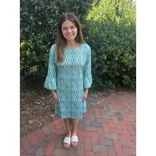 Erma's Closet Blue and Green Swirl Print Dress